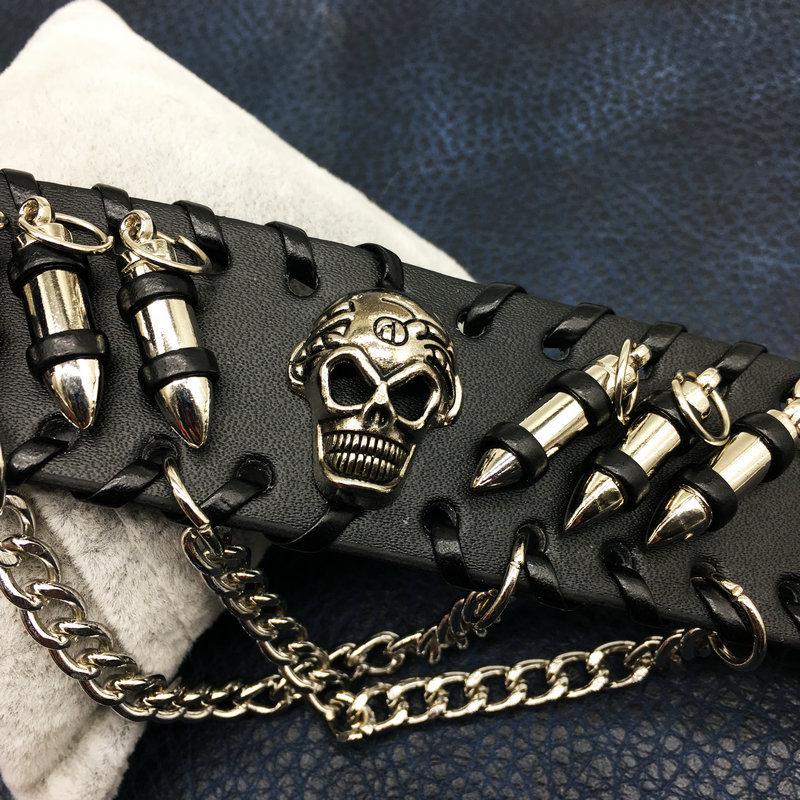 European-American Punk Skull Rivet Leather Men's Bracelet