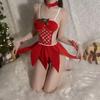 Red Hot Christmas Lingerie: Women's Erotic Hollow-Out Nightgown