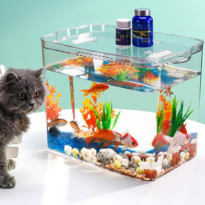 Beginner Fish Tank Stackable Transparent Cube Tank Small Fish Bowl For Temporary Space Turtle Tanks Desktop Aquarium For