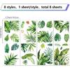 CRASPIRE Green Leaf Window Decal 8 Sheets Adhesive Jungle Leaves Window Stickers Removable Waterproof PVC Clings for Home Living Room Balcony Kitchen