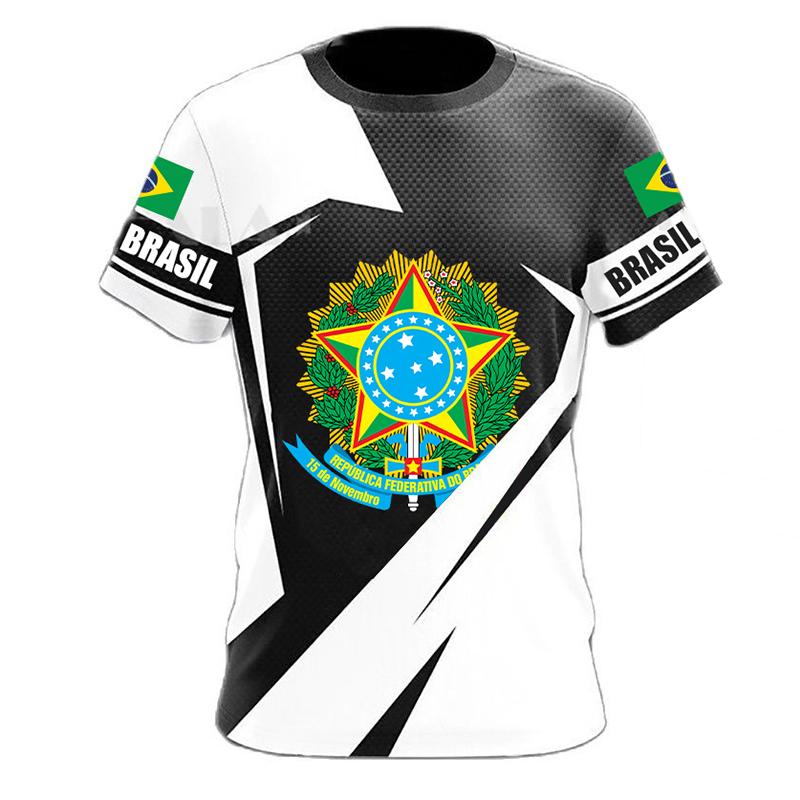 BRASIL Sommer Herren T-Shirt Brasilien National Emblem Flagge 3D Druck Lässig Rundhals T-Shirt Mode Pullover Kinderbekleidung