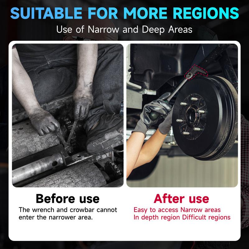 Car Angle Type Half Axle Disassembly Tool 1/2 Inch Drive L Shape Pry Bar Adapter Head For Auto Repair 2Pcs Black Crowbar Wrench