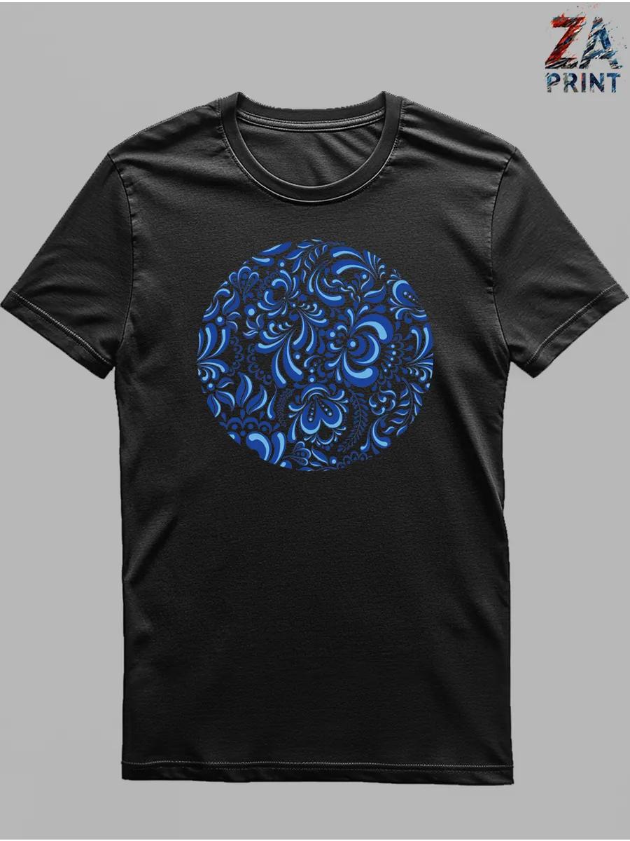Russian Gzhel pattern T-shirt 2XL