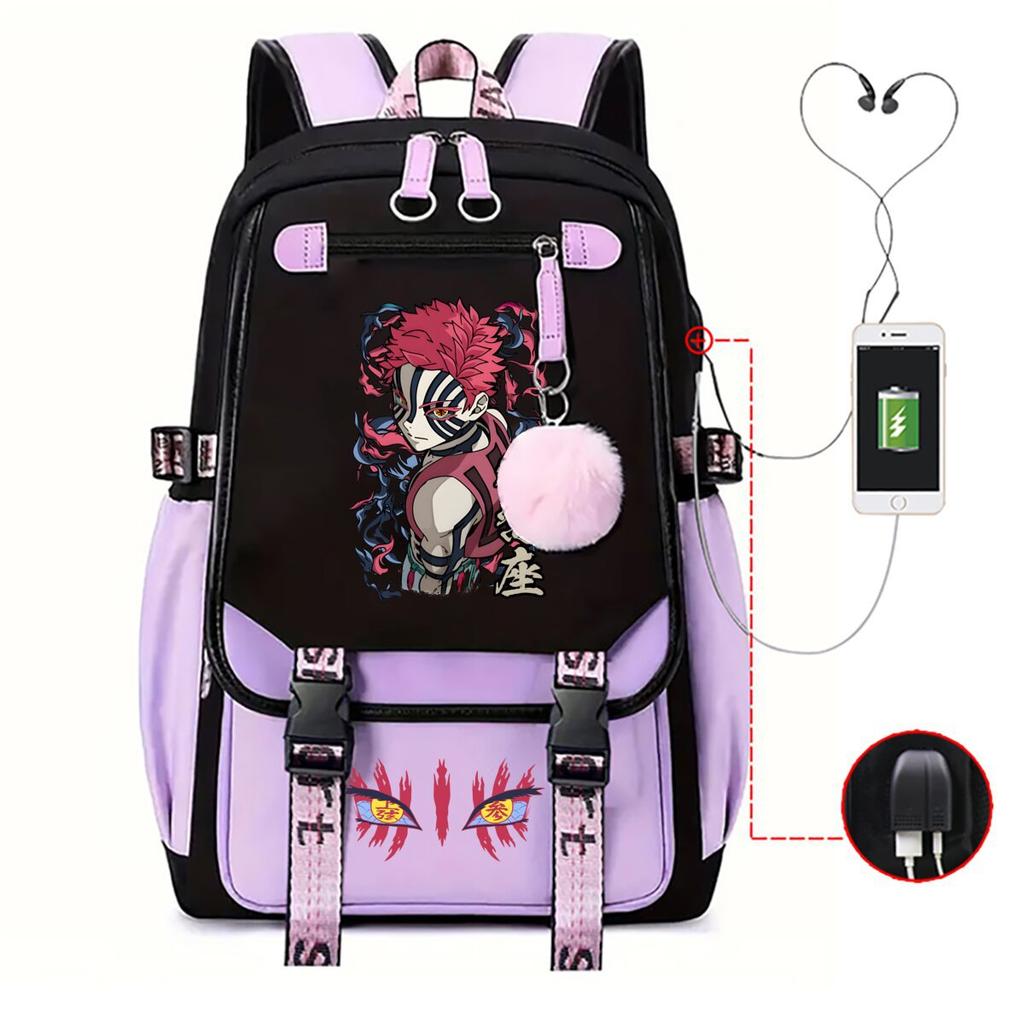 Ghost Extermination Surrounding Day Trend Backpack Large Capacity Student Schoolbag Multi-functional Leisure Outdoor Bag