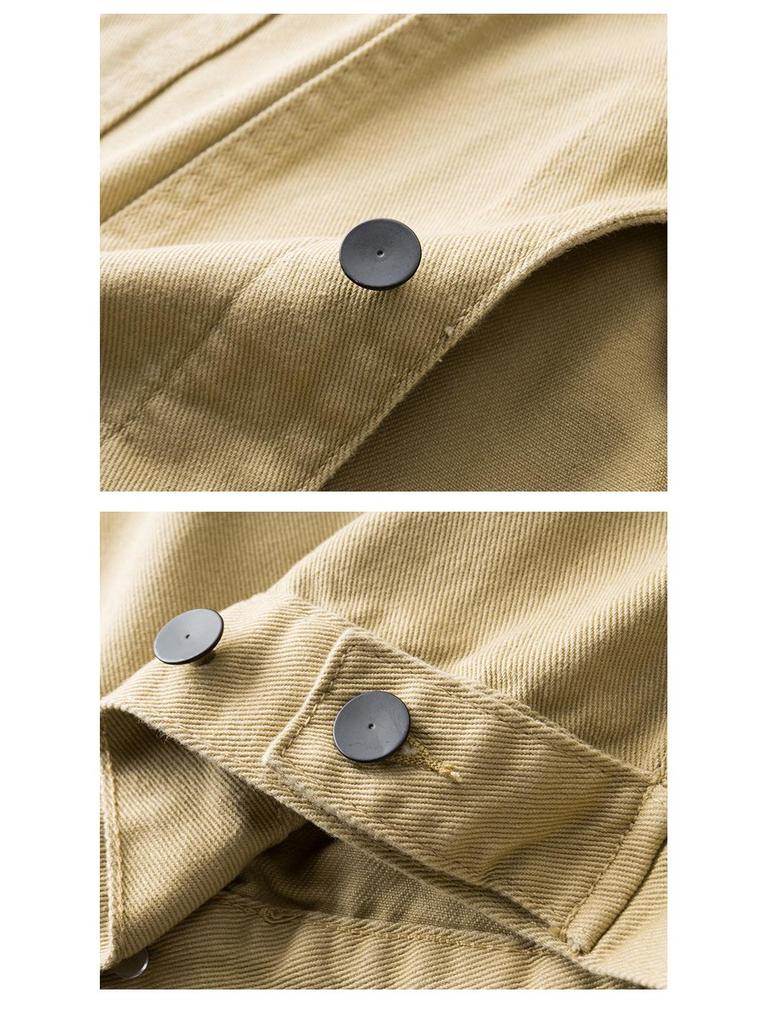 Men's Washed Denim Workwear Jacket - Heavyweight, Long Sleeve Cotton Shirt for Autumn/Winter