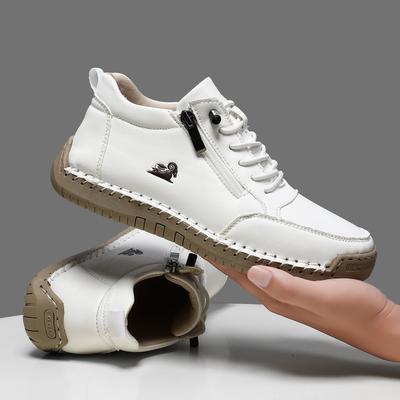 Scarpe casual da donna fatte a mano in pelle, morbide per l'esterno, classiche, alla caviglia, antiscivolo, piatte, in morbida pelle