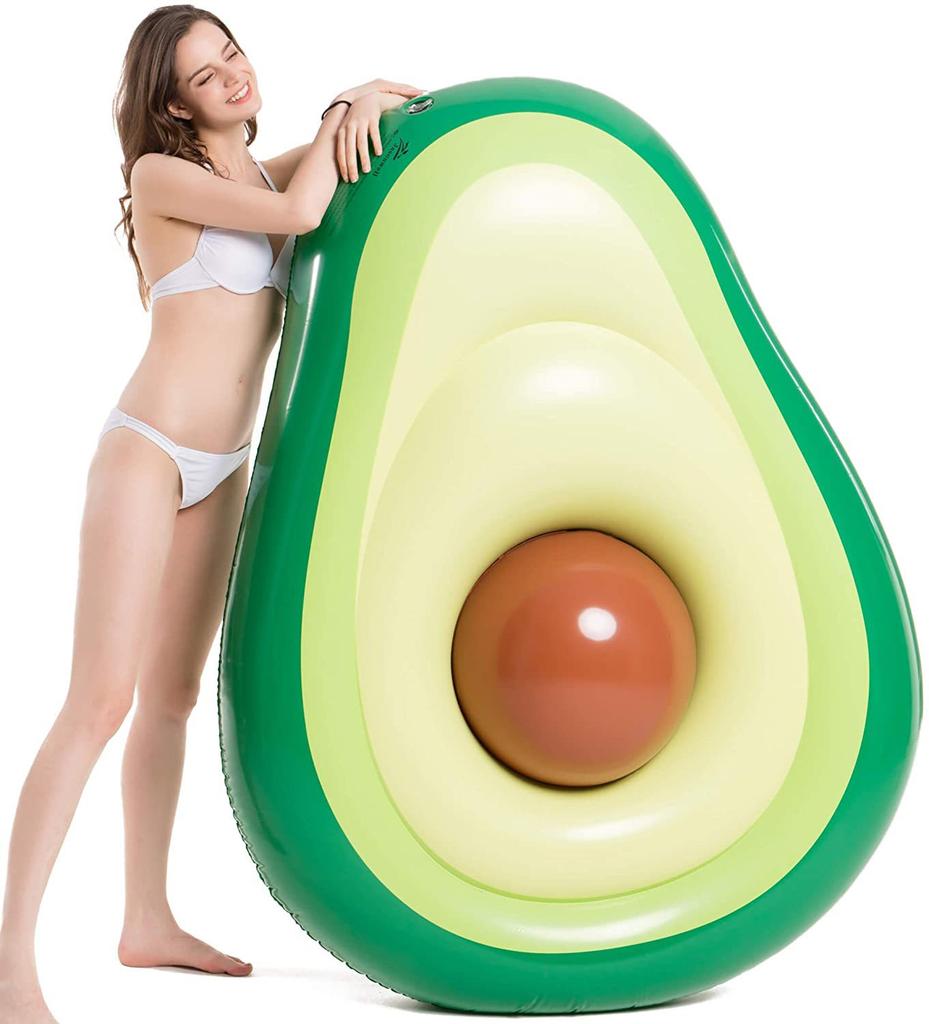 Inflatable Avocado Pool Float Floatie with Ball Swimming Ring Water Sport Summer Beach Swimming Mattress Party Toys Lounge Raft