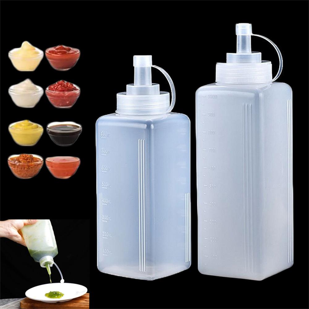 1pc Plastic Squeeze Sauce Bottle 800/1000ml Large Caliber Dressing Bottle Seasoning Bottle Kitchen Condiment Dispenser Gadgets