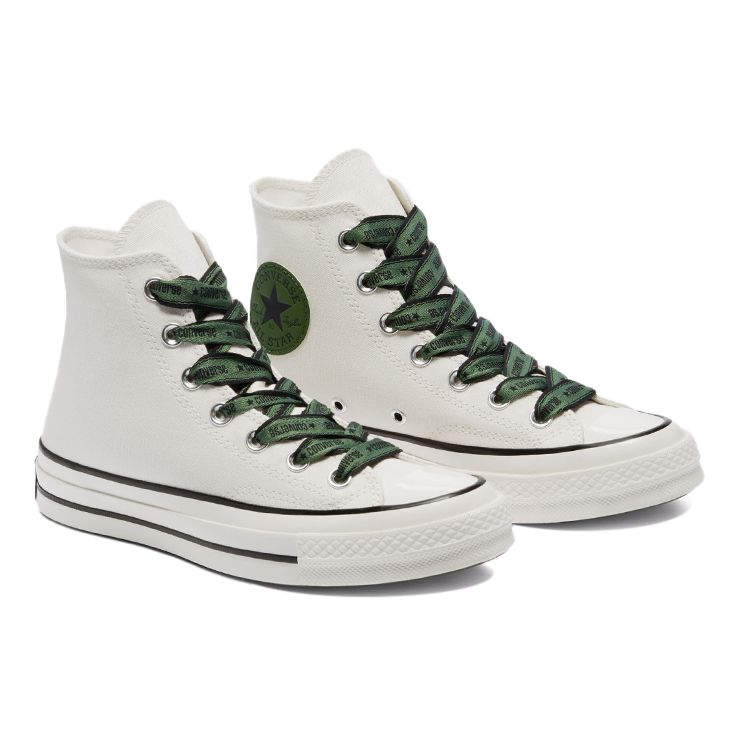 Converse Chuck 70 High Wordmark Ribbon Laces Unisex Sneakers White Egret Treeline A01802C