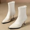 Fashion pointed short boots women's autumn and winter 2025 new thin heel high heels elastic thin boots Korean small ankle boots
