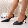 Fashion Gold Pointed Toe Thin Heel Pumps Women 2026 Plus Size 35-42 Ankle Bukle Pumps Woman Party Wedding High Heel Shoes Female
