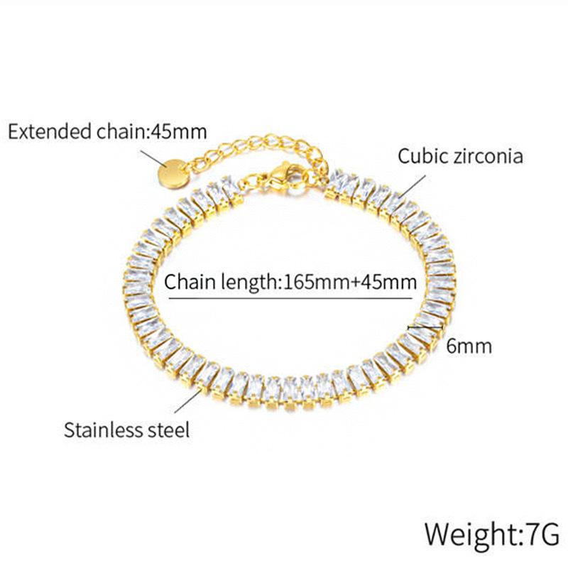 18K Gold PVD 316L Stainless Steel Waterproof Non-Tarnish Zircon Beach Jewelry Necklace Bracelet Factory Direct
