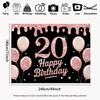 2D 20th Birthday Backdrop for Milestone Celebrations, Rose Gold & Black Themed Parties