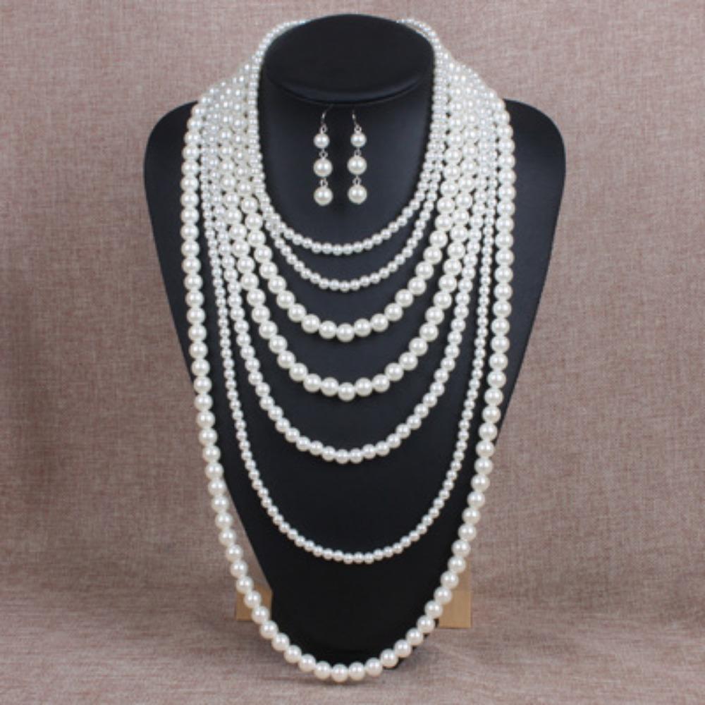 Simple Multi-layer Pearl Women's Necklace, Long Sweater Chain Jewelry