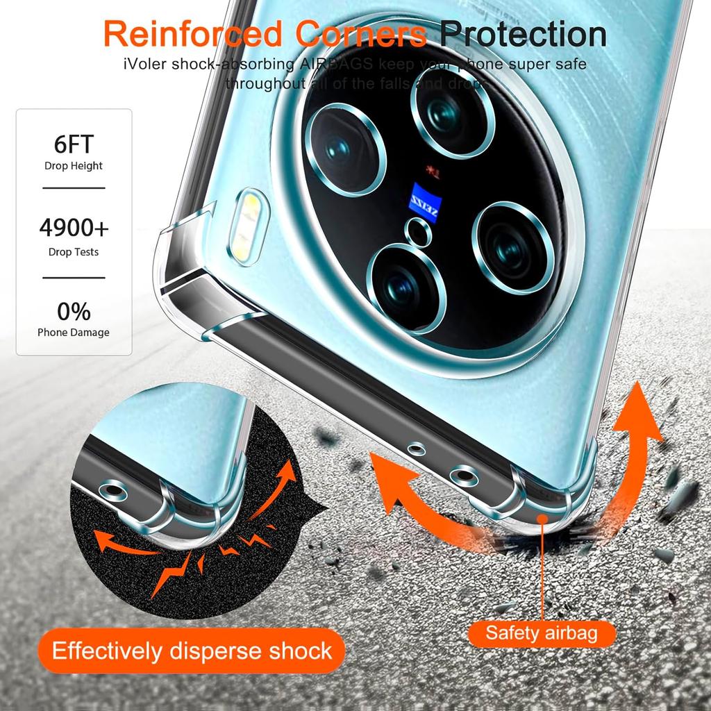 Four-Corners Shockproof TPU Case for VIVO X100 Pro X90 Pro+ Plus Protective Cover Clear Capa Fundas Coque