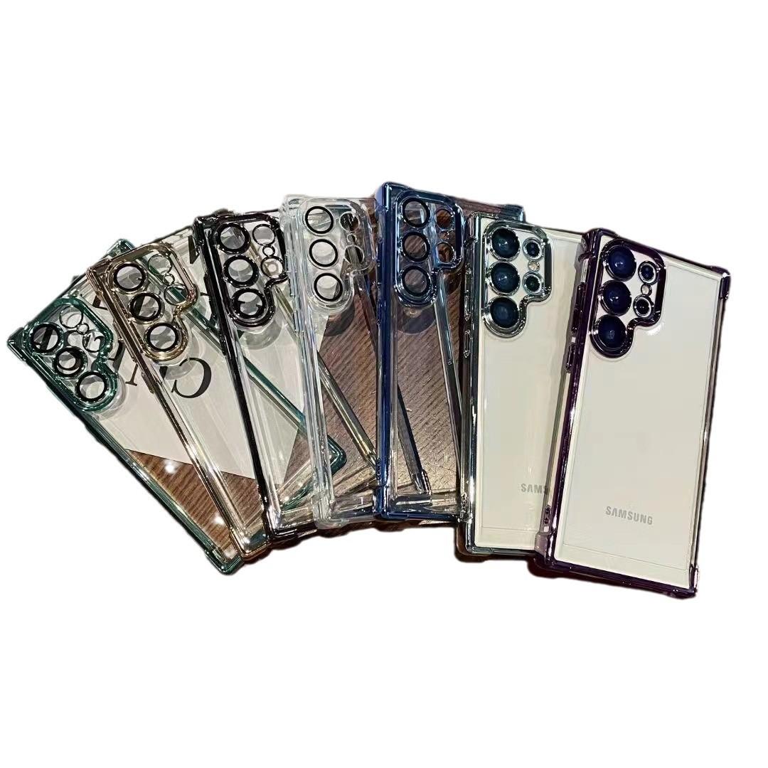 

Transparent Electroplated S23FE Four-corner Airbag S22plus Anti-drop Case for Samsung S24ultra Phone Case S20Ultra фіолетовий