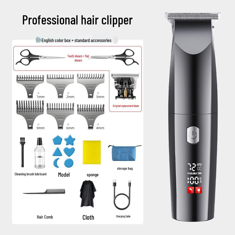 Waterproof Professional Hair Clipper: Quick Charge, Oil Head, Bald Head, Home Hairdressing Trimmer.