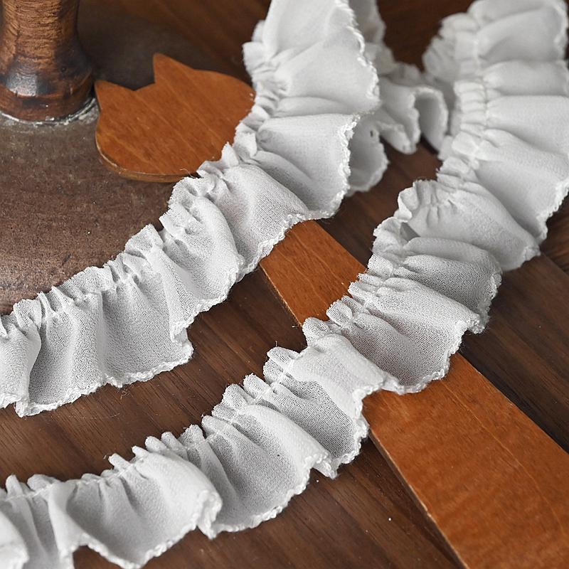 

3cm Wide Chiffon Ruched Dog-Tooth Wave Edge Lolita Skirt Hem Lace Trim