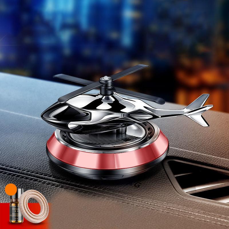 

В форме вертолета солнечный ароматический диффузор украшения автомобиля украшения из алюминиевого сплава солнечные вращающиеся аксессуары для самолетов красный