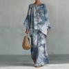 New Round Neck Bat Sleeve Printed Loose Set Bohemian Lazy Casual Two-piece Set