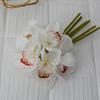 6 Heads Artificial Cymbidium Flowers Real Touch Magnolia Branch  Birthday Decor
