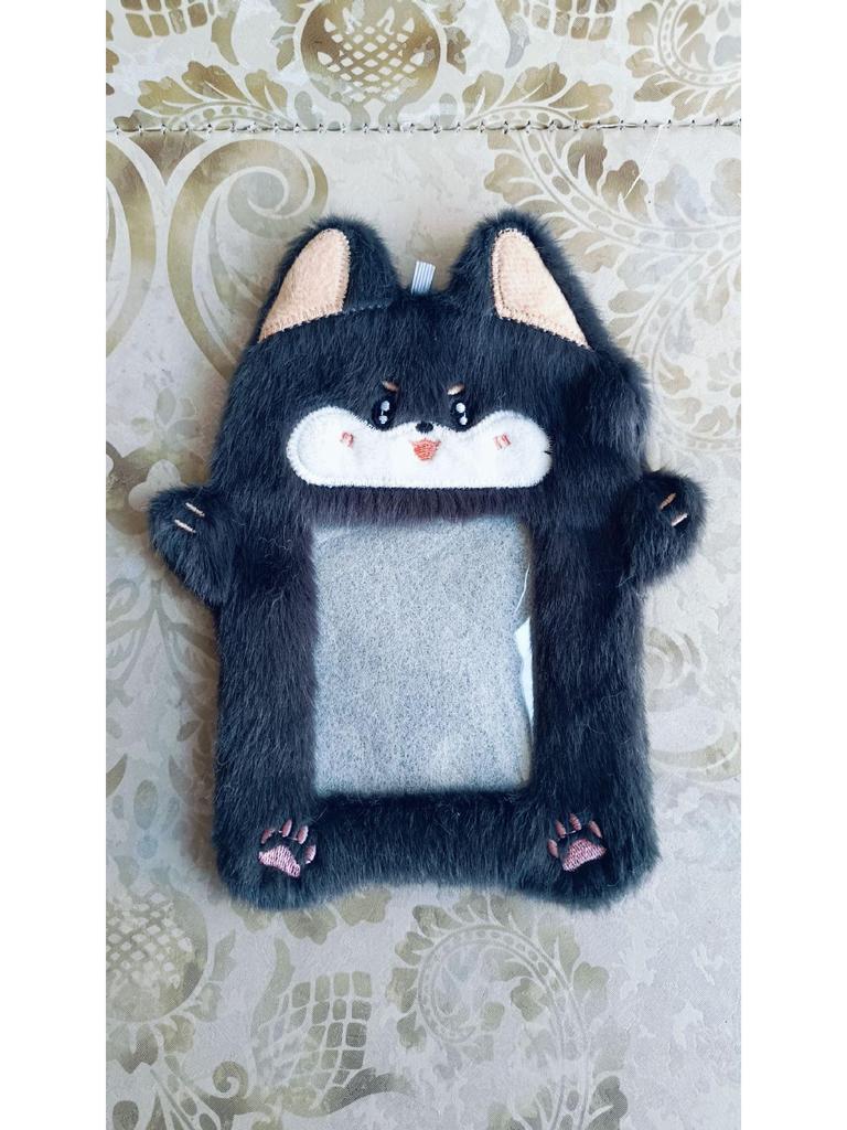 Chaveiro de Mochila de Pelúcia de Animal Fofo e Porta-Cartões - Pingente de 3 Polegadas para Fotos e Cartões