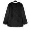 Women's Mid-Length Grey Faux Raccoon Fur Coat Open Front Warm Winter Jacket Casual Streetwear