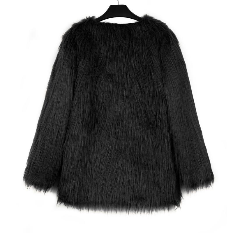 Women's Mid-Length Grey Faux Raccoon Fur Coat Open Front Warm Winter Jacket Casual Streetwear