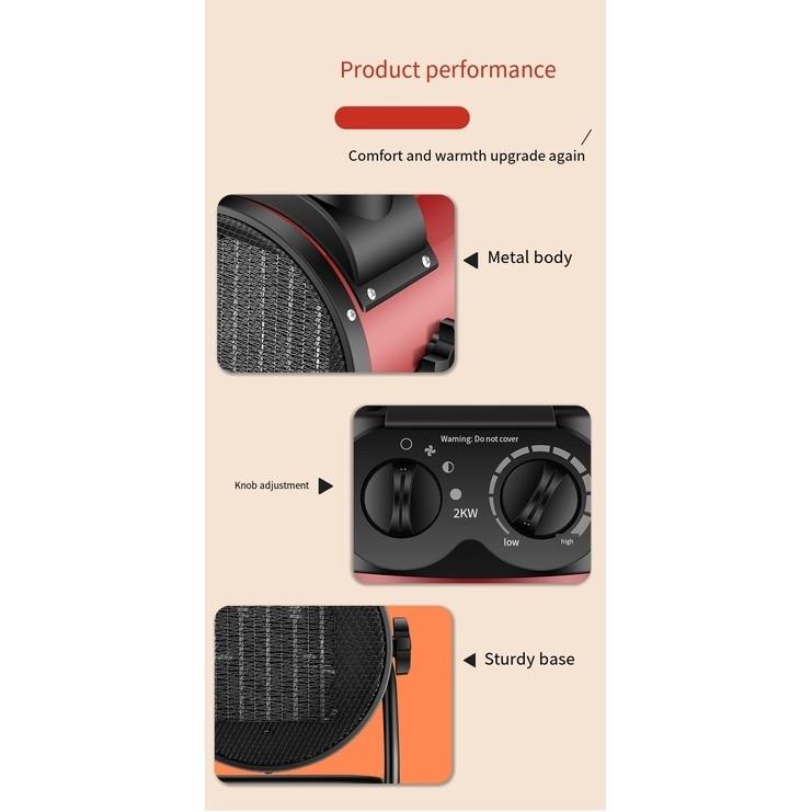 2000W/3000W Ceramic Fan Warmer Industry Portable Ceramic Space Electric Heaters Air Heater Pemanas Kipas Seramik