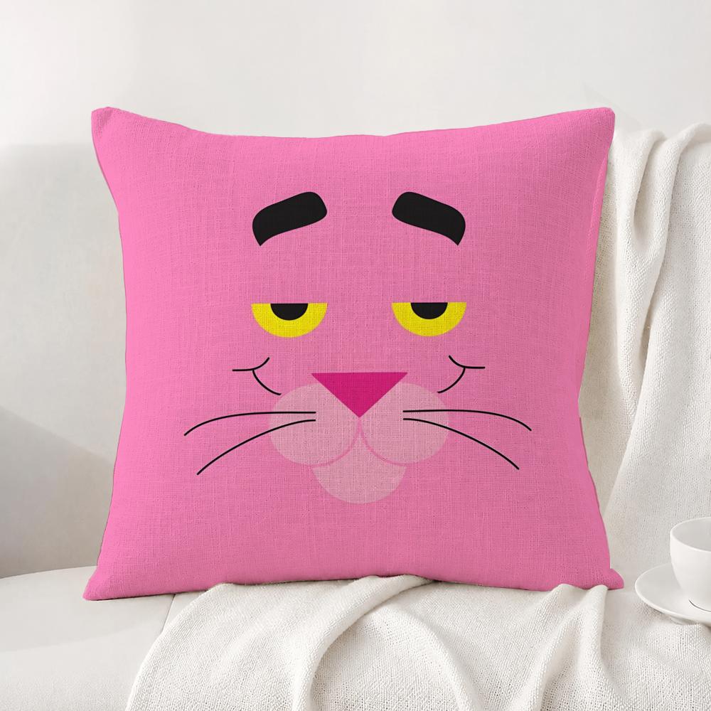 Character Pink Panther Cushion Cover Natural Linen Pillowcase Set AllinOne Decor Cushion Cover for Sofa Bedroom Chair
