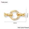 14K Gold Plated Brass With Zircon Round Fastener Clasps Lock,Closured Clasps Connector For DIY Jewelry Making Accessories