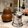 Pear-shaped Wood Grain Toothpick Box Dust-proof Moisture-proof Easy Access for Toothpick Storage Home Table Decoration Gifts