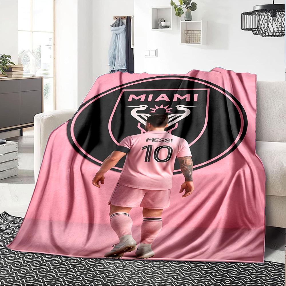 Pink Neon Soccer Stars Blanket Ultra-Soft Perfect for Bedding Office Bed All-Season Use Modern Style Perfect Gift for Relatives and Friends