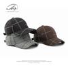 Wollmütze Herren Herbst und Winter neu Sonnenschutz Schirmmütze Damen klassisches Karomuster Hardtop Baseballkappe Tide