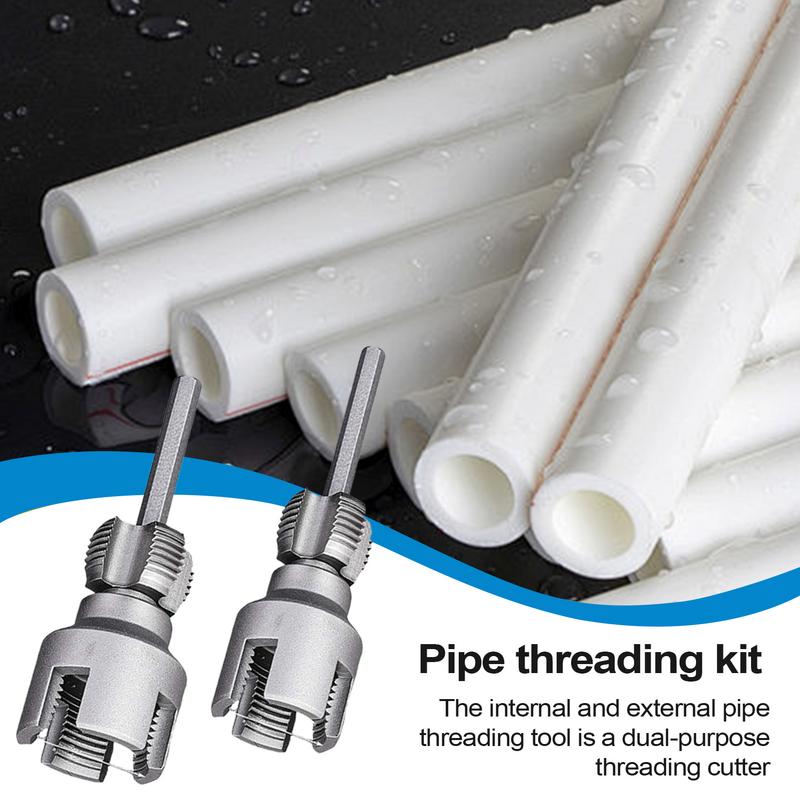 PVC Thread Maker Tool External Internal Cutter 1/2 & 3/4 Dies for Water Tube Electric Drill Garden Hose Home Improvement