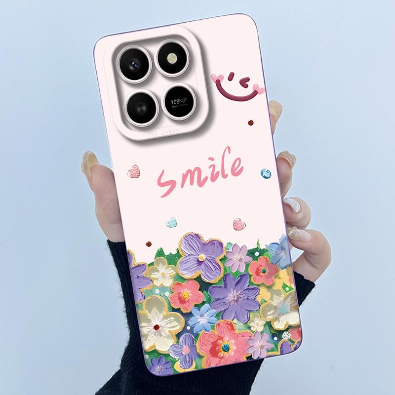Case For Honor X7d Cute Panda Sweet Girls Cats Liquid Silicone Soft Back Cover For Honor 400 Smart 5G Bumper Protective Casing