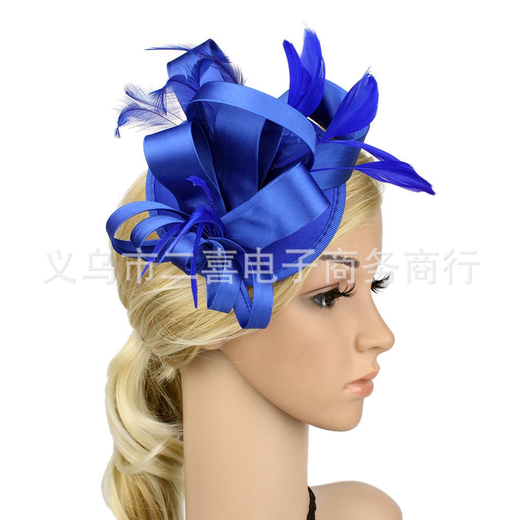 European and American boutique bridal headgear feathers hair accessories mesh head flower stage party hairpin top hat