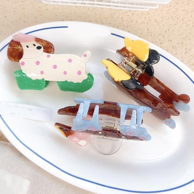 Cartoon Dog Shaped Hair Clip Claw Strong Grip Barrettes Trendy Hair Accesories for Gym Workouts and Casual Outings