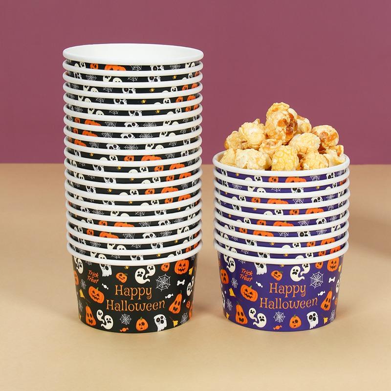 Halloween Paper Bowl Disposable Tableware Snack Box Ice Cream Cup Pumpkin Bowl Happy Halloween Party Decor Supplies