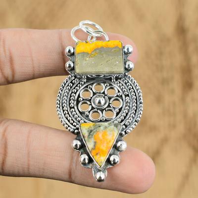 Wedding Gift For Her 925 Silver Natural Bumble Bee Jasper Gemstone Pendant