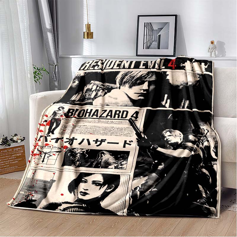 R-Resident Evil Game Gamer Soft Plush Blanket Leon Ada Red Umbrella Blanket for Living Room Bedroom Bed Sofa Picnic Office Cover