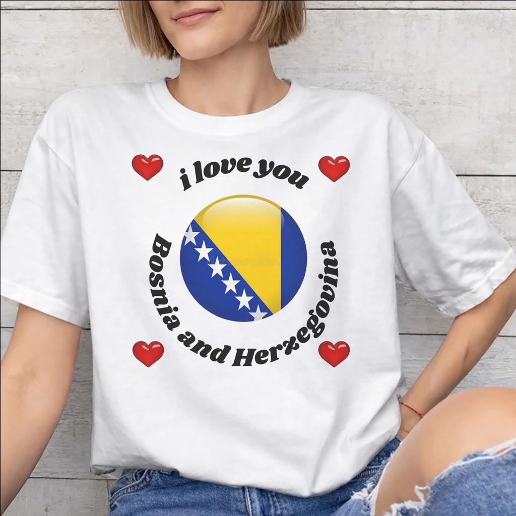 Bosnia and Herzegovina Flag Merch Unisex T Shirts Cotton Tee Graphic Print Tshirt Clothing