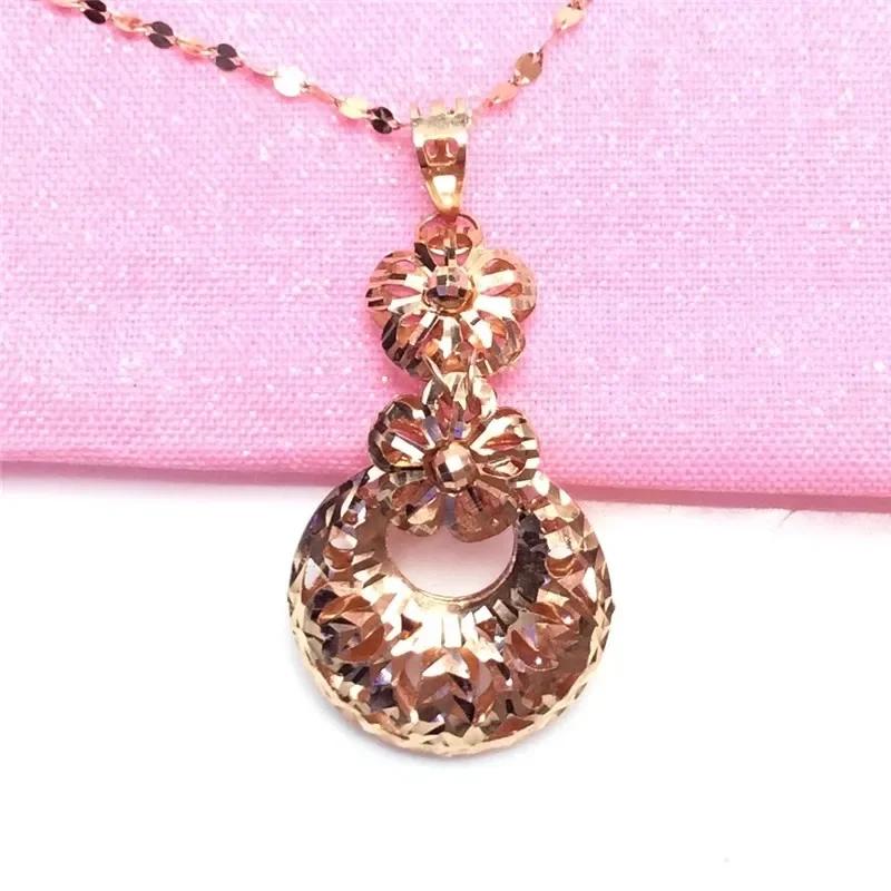 Classics Elegant Flower Necklace for Women Light Luxury Hollow Out Copper Plated Rose Gold Pendant Wedding Zircon