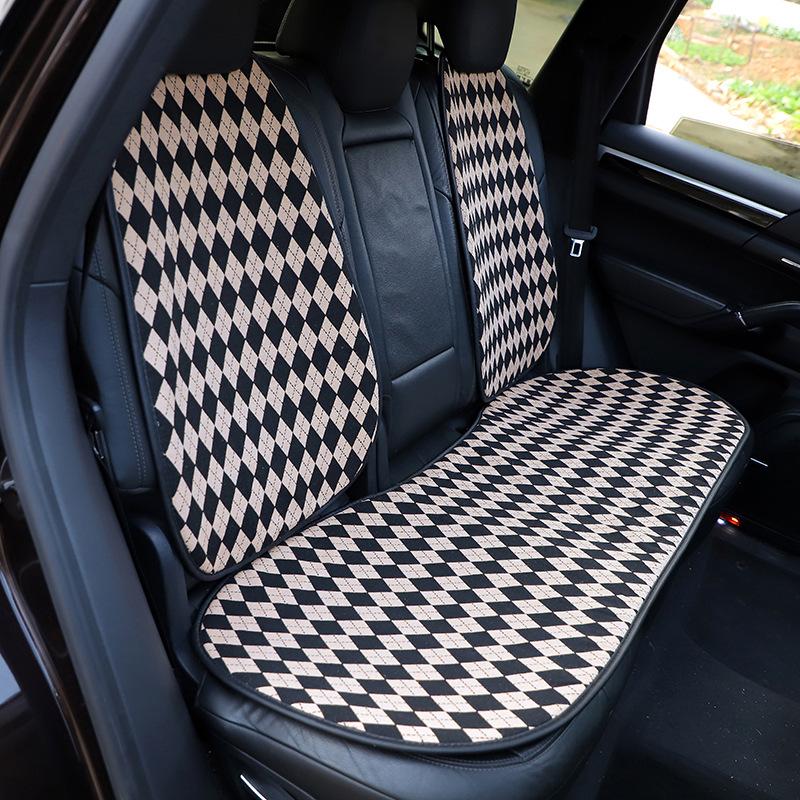 Universal Car Seat Cushion with Jacquard Knitted Diamond Grid - Anti-Slip, Fashionable Car Interior Accessory