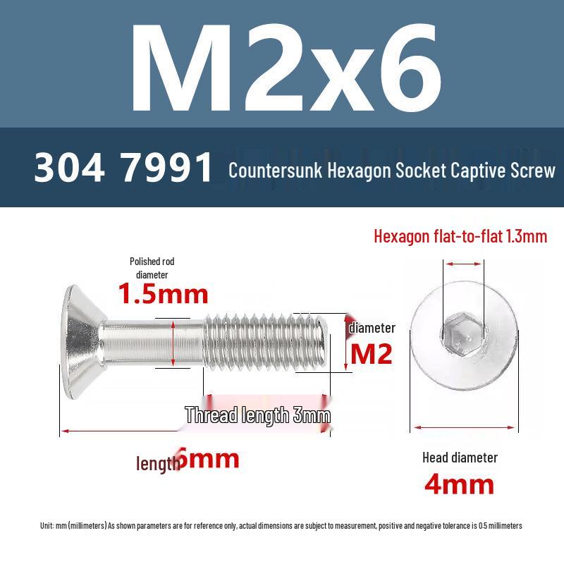 

Yigu Yigu Stainless Steel M2/M3/M4 Hex Socket Countersunk Head Half Thread Screws