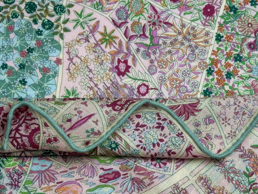 Monet's Garden Silk Wool Scarf - Double-Sided Mulberry Shawl for Autumn/Winter