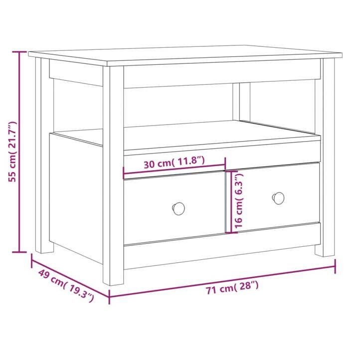 VidaXL Table basse Marron miel 71x49x55 cm Bois massif de pin 820939