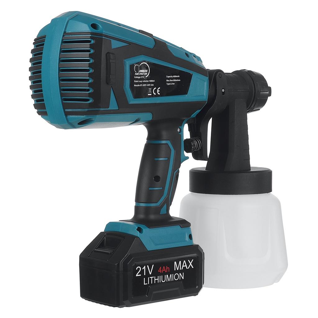 850W 21V Cordless Spray Gun High Power Home Electric Paint Sprayer 1.8/2.5mm Nozzle 1000ml Easy Spraying Paint Gun Power Tools 1000ML