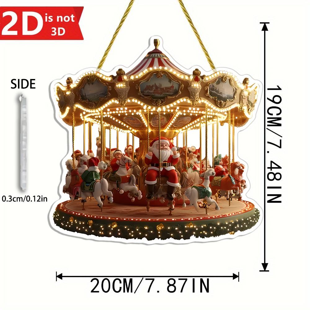 2D Weihnachtsmann Karussell Sonnenfänger. Feiertagsschmuck für Wohn- und Schlafzimmer. Das perfekte festliche Geschenk.