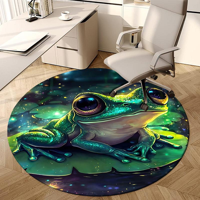 1PC Frog Non-Slip Floor Round Carpet, Office, Family, Bedroom, Large Area Rug Indoor Rugs, Durable PolyesterH0409